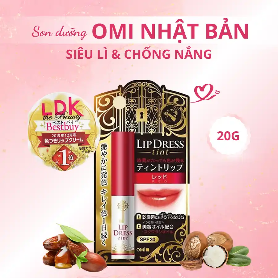SON DƯỠNG MÔI SIÊU LÌ CHỐNG NẮNG MÀU ĐỎ OMI LIP DRESS TINT