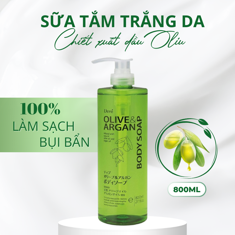 SỮA TẮM CHIẾT XUẤT TỪ DẦU OLIVE VÀ ARGAN DEVE 800ML