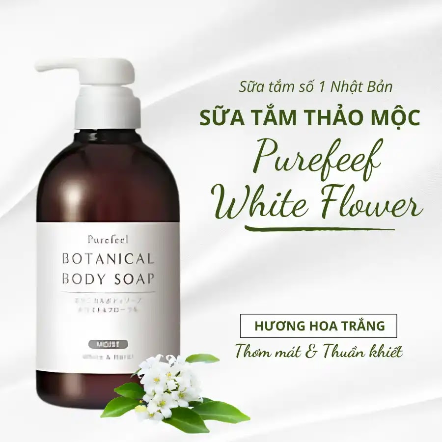 SỮA TẮM THẢO MỘC PUREFEEL BOTANICAL BODY SOAP WHITE FLORAL SCENT 