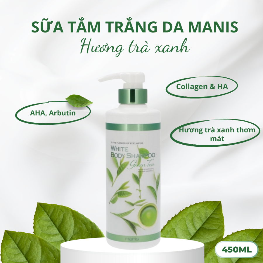 SỮA TẮM TRẮNG DA MANIS (HƯƠNG TRÀ XANH) (450ML)