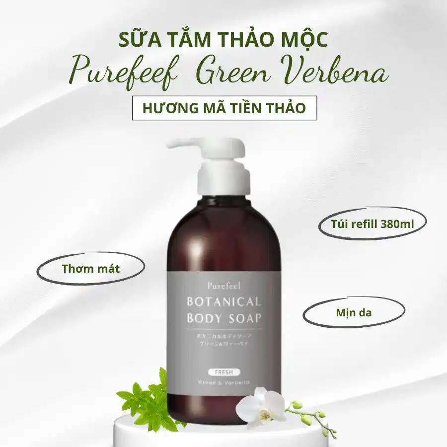 SỮA TẮM THẢO MỘC PUREFEEL BOTANICAL BODY SOAP GREEN VERBENA SCENT