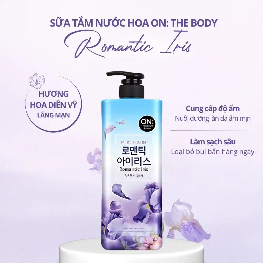 SỮA TẮM NƯỚC HOA ON: THE BODY ROMANTIC IRISH 900G HƯƠNG HOA DIÊN VĨ