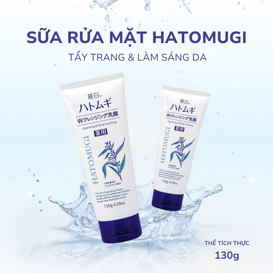 SỮA RỬA MẶT SÁNG DA HATOMUGI MÀU TRẮNG 130G