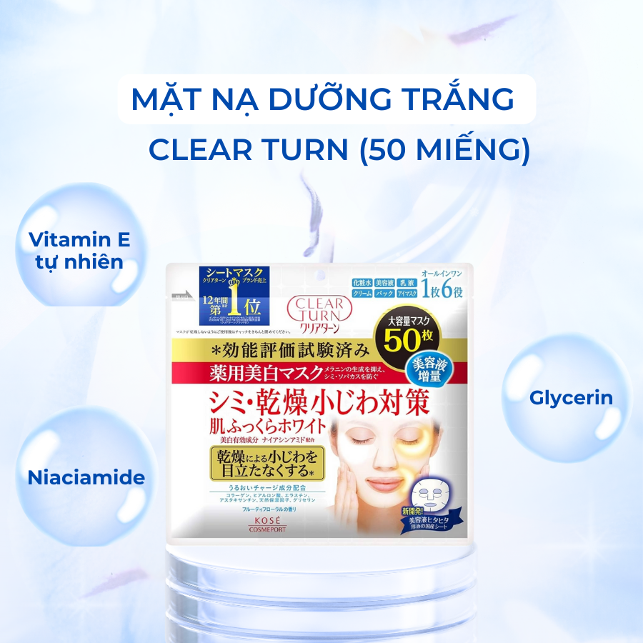 MẶT NẠ DƯỠNG TRẮNG DA CLEAR TURN (50 MIẾNG)
