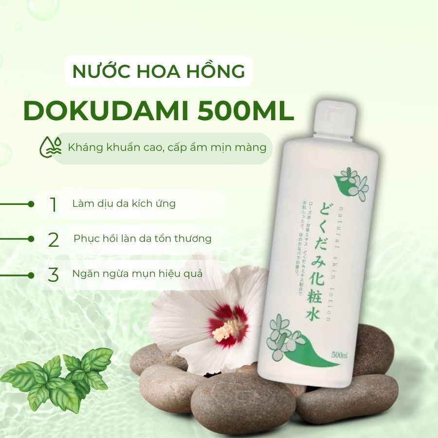 NƯỚC HOA HỒNG DIẾP CÁ TRỊ MỤN DOKUDAMI 500ML