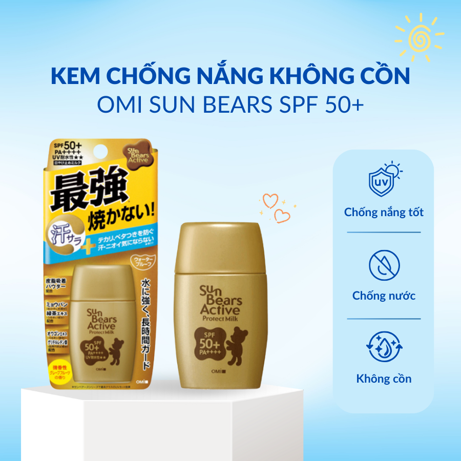 KEM CHỐNG NẮNG CHỐNG THẤM NƯỚC, LÂU TRÔI OMI SUNBEARS SPF 50+ PA++++ (30G)