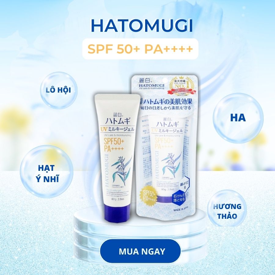  KEM CHỐNG NẮNG DƯỠNG ẨM VÀ SÁNG DA HATOMUGI SPF50+PA+++
