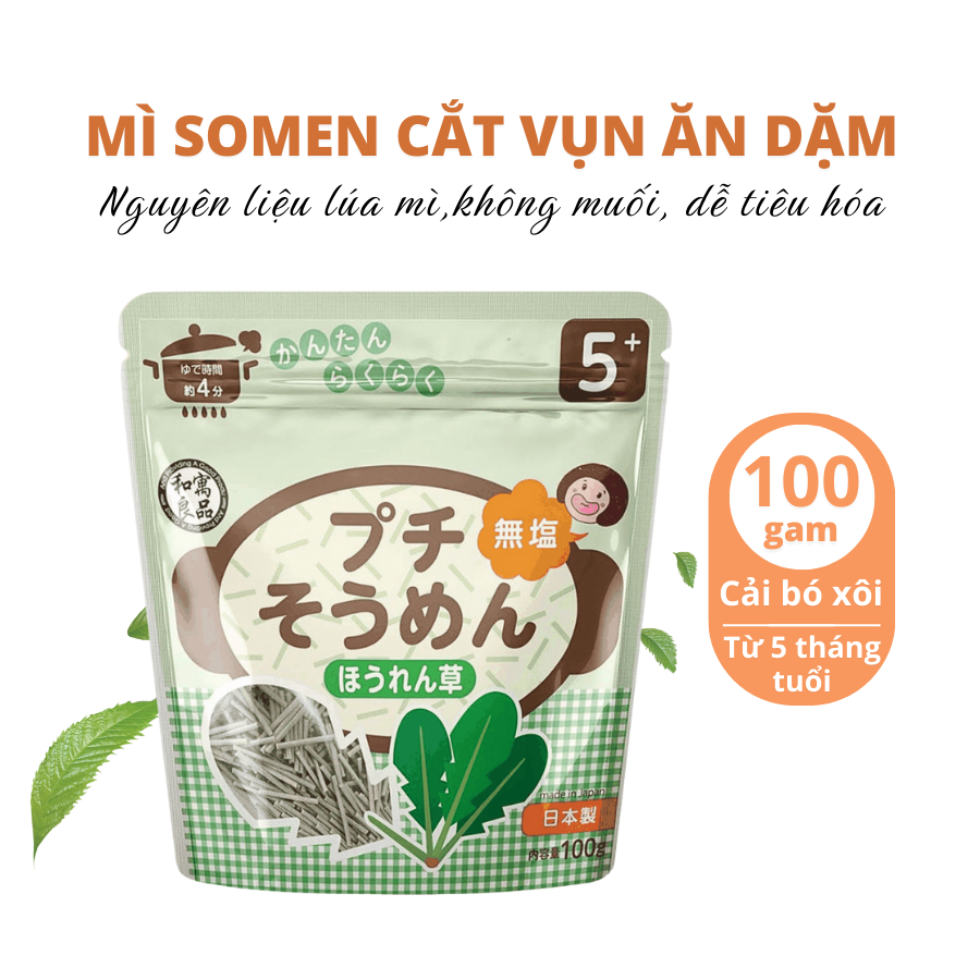 MÌ SOMEN CẮT VỤN ĂN DẶM WAGU RYOHIN 100G (VỊ CẢI BÓ XÔI)