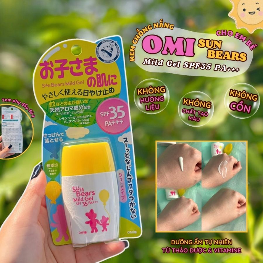 GEL CHỐNG NẮNG DỊU NHẸ CHO TRẺ EM OMI SUN BEARS SPF35 PA+++