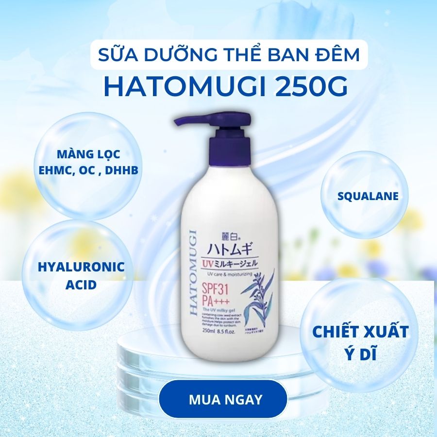 SỮA DƯỠNG THỂ CHỐNG NẮNG, DƯỠNG ẨM VÀ LÀM SÁNG DA HATOMUGI