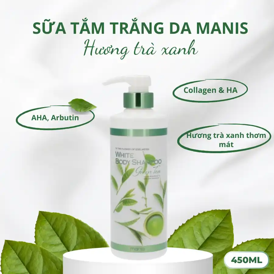 SỮA TẮM TRẮNG DA MANIS (HƯƠNG TRÀ XANH) (450ML)