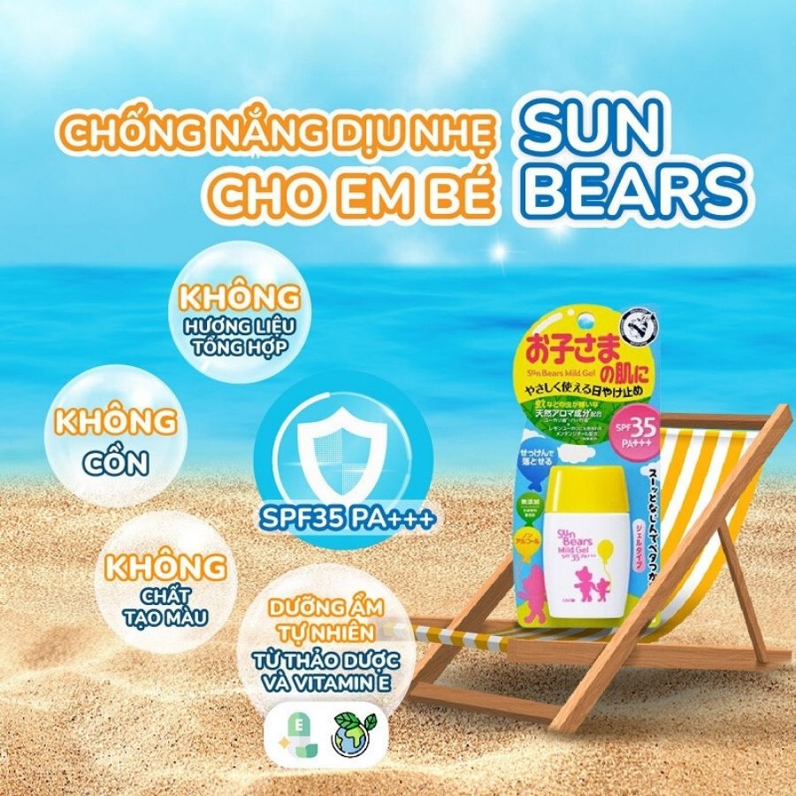 GEL CHỐNG NẮNG DỊU NHẸ CHO TRẺ EM OMI SUN BEARS SPF35 PA+++