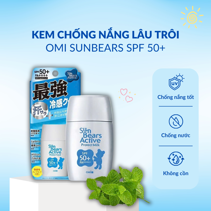 KEM CHỐNG NẮNG OMI SUNBEARS ACTICE SPF 50+, PA++++ 30G