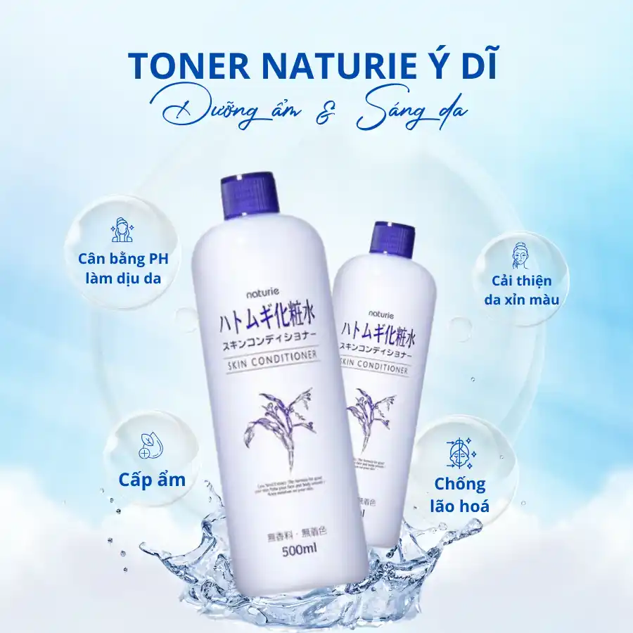 NƯỚC HOA HỒNG CẤP ẨM CHIẾT XUẤT Ý DĨ NATURIE 500ML
