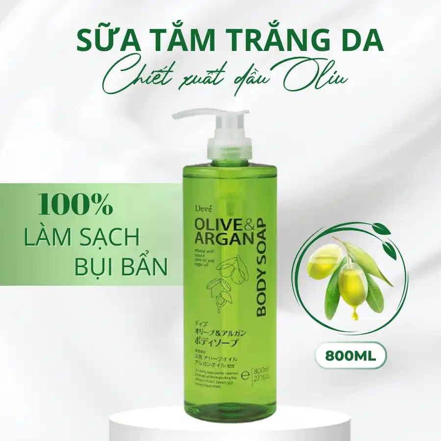 SỮA TẮM CHIẾT XUẤT TỪ DẦU OLIVE VÀ ARGAN DEVE 800ML